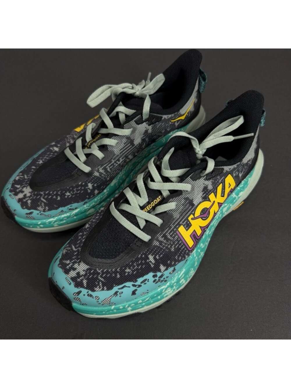 Hoka Speedgoat 6 Running Shoes Black Aloe Vera 1147811-BLVR Women’s 8B Preowned